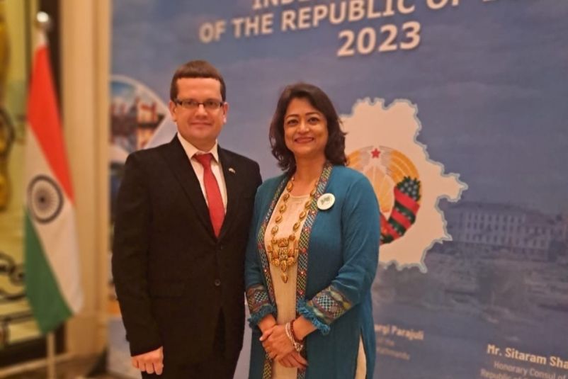 Ambassadors and officials participating in the Republic of Belarus Independence Day celebration