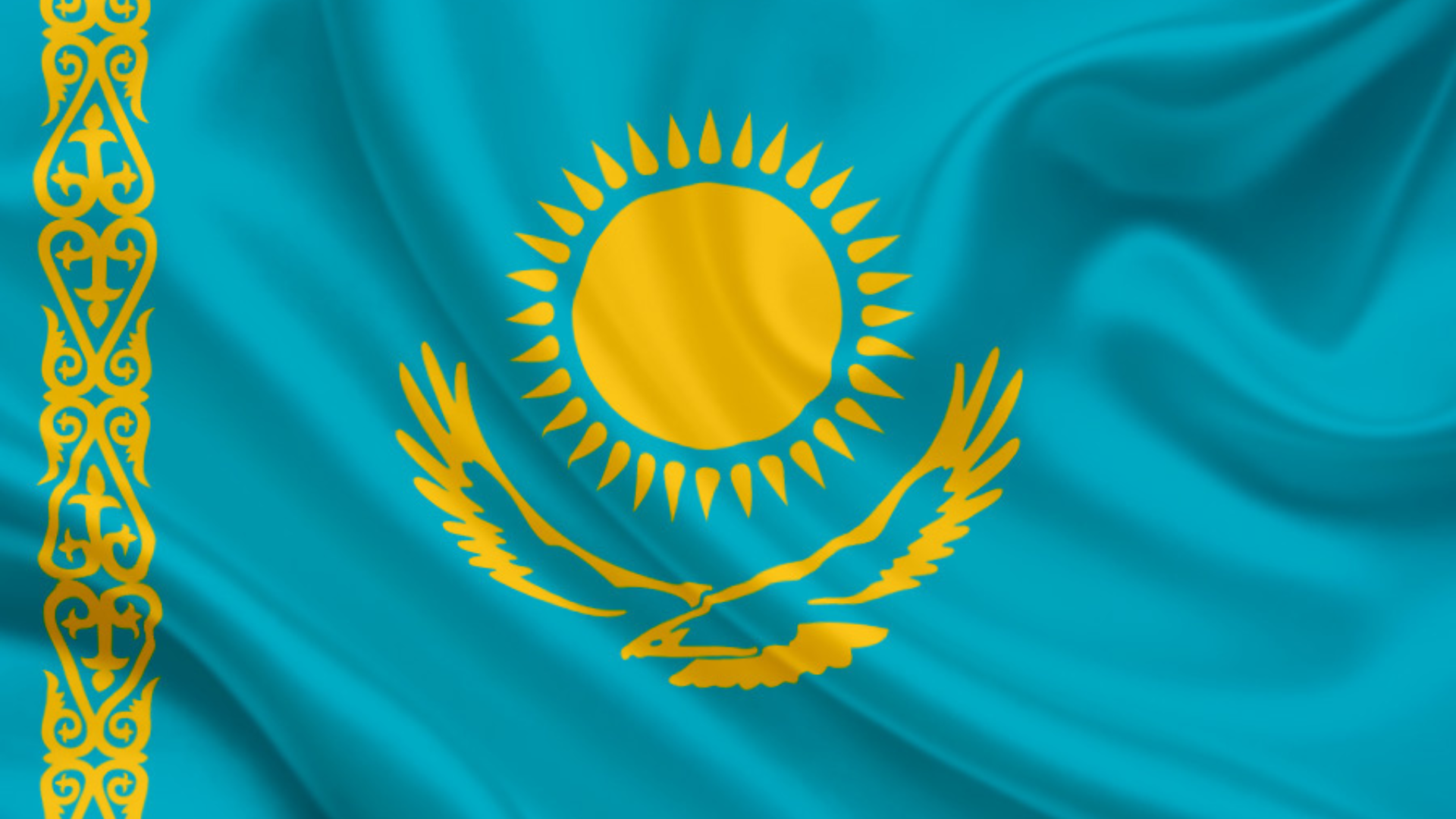Celebrating with Central Asia and East Europe Countries - Kazakhstan Flag