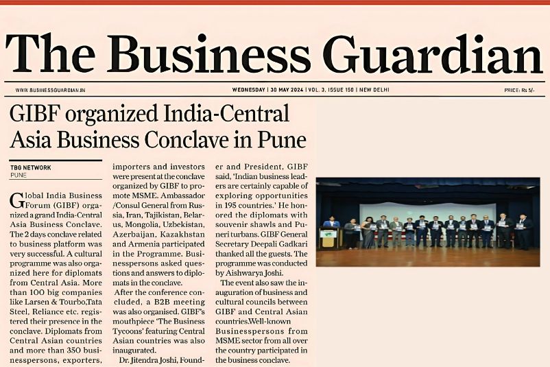 GIBF Print Media - India Central Asia Business Conclave, The Business Guardian