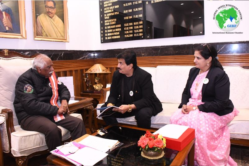 GIBF Prestigious Members - GIBF team with Dr. Jitendra Joshi & Deepali Gadkari meeting Haryana Governor Shri Bandaru Dattatreya, Jan 29, 2025